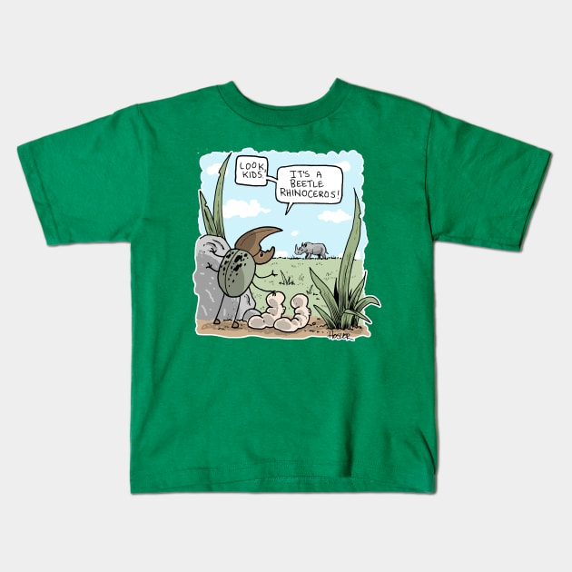 Beetle rhinoceros Kids T-Shirt by Jay Hosler Tees